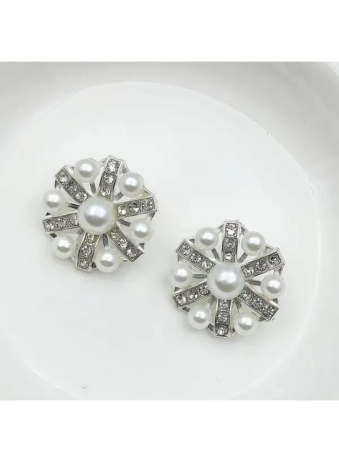 8pcs Alloy Buttons 2 1cm Rhinestone Pearl for Sewing Crafts Wedding Decor - Image 5